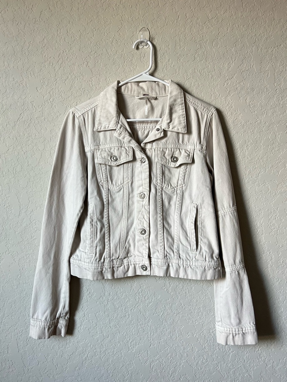 Free People Ivory Denim Trucker Jacket